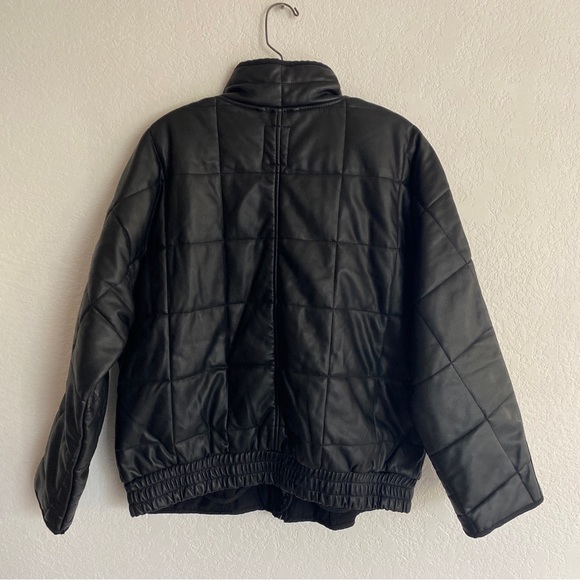 NWT We The FREE PEOPLE Black Vegan Leather Jacket Msrp $198 SZ SMALL - Picture 6 of 7
